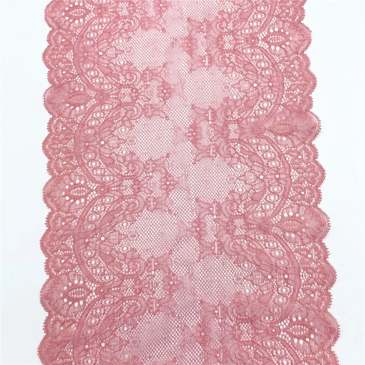 3y/lot Width 22cm Pink Foil Shimmer Elastic Stretch Lace Trim Skirt Hem Underwear Sewing Craft DIY Apparel Fabrics Lace Lingerie 5