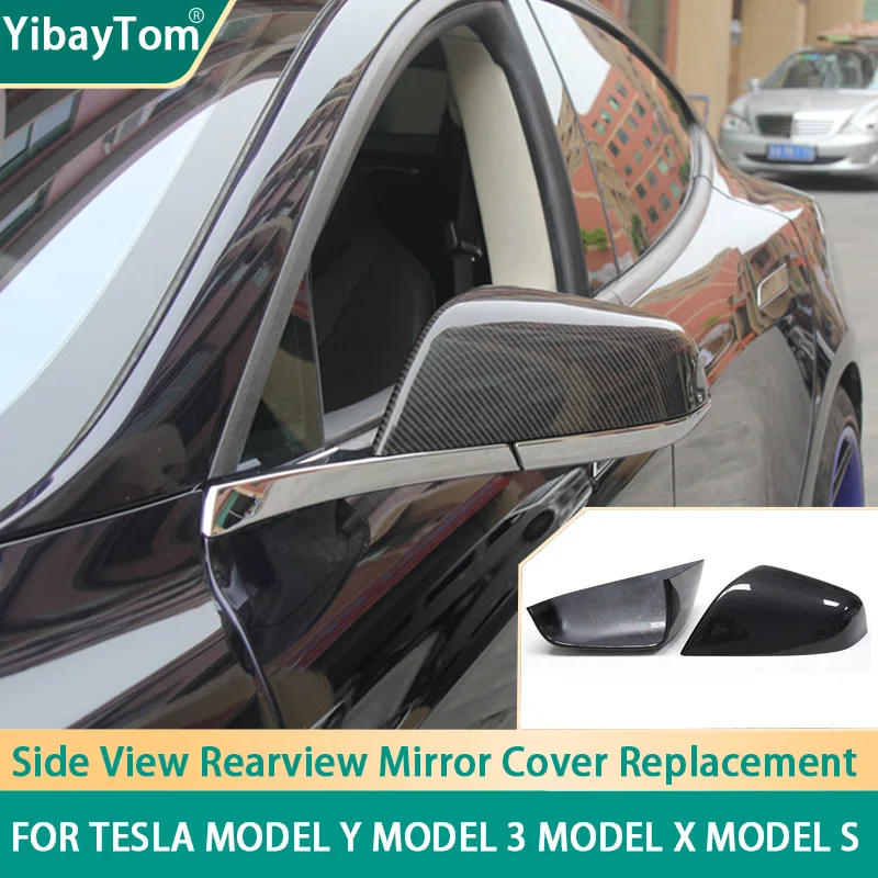

Real Genuine Carbon Fiber Rearview Sideview mirror case cover cap for Tesla TESLA MODEL Y Model 3 Model X Model S accessories