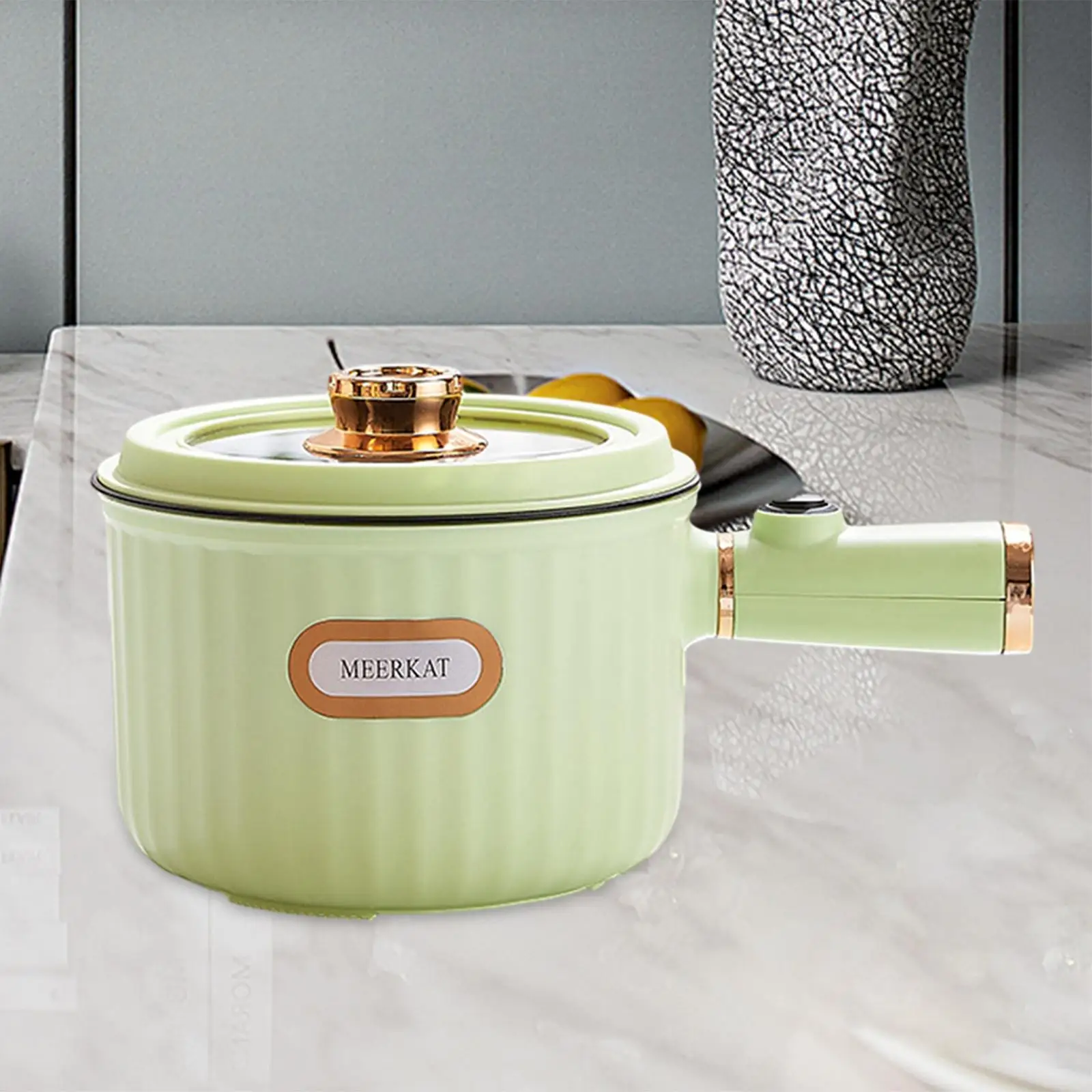 Electric Pots Nonstick Portable Multifunctional Dry 2 Gear 1.6L Electric Rice Cooker for Fry Ramen Steak Soup Oatmeal 4