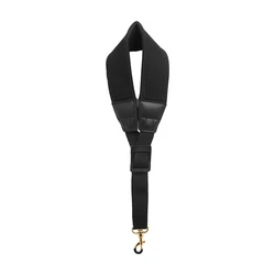 Adjustable High Elastic Cotton Saxophone Shoulder Strap - Colorful Woodwind Instrument Accessory (Black Strap)