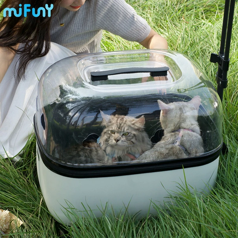 

MiFuny Pet Trolley Case Large Capacity PC Transparent Cat Trolley Case Outdoor Portable Dog Trolley Multi Functional Cat Bag