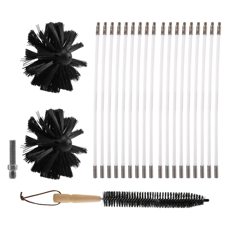 

Dryer Vent Cleaner 24 Feet, Flexible 18 Rods Dry Duct Cleaning Kit Chimney Brush With 2 Brush Heads And Dryer Lint Brush,
