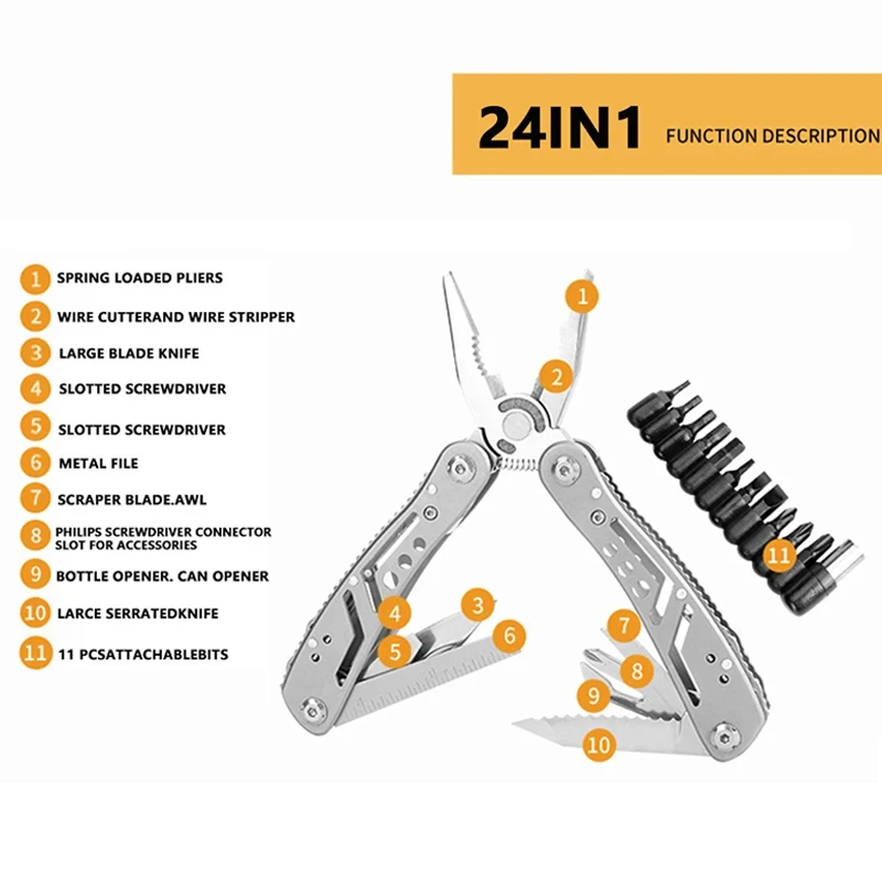 G Stainless Steel 24-in-1 Multitool Tool for Outdoor Activities