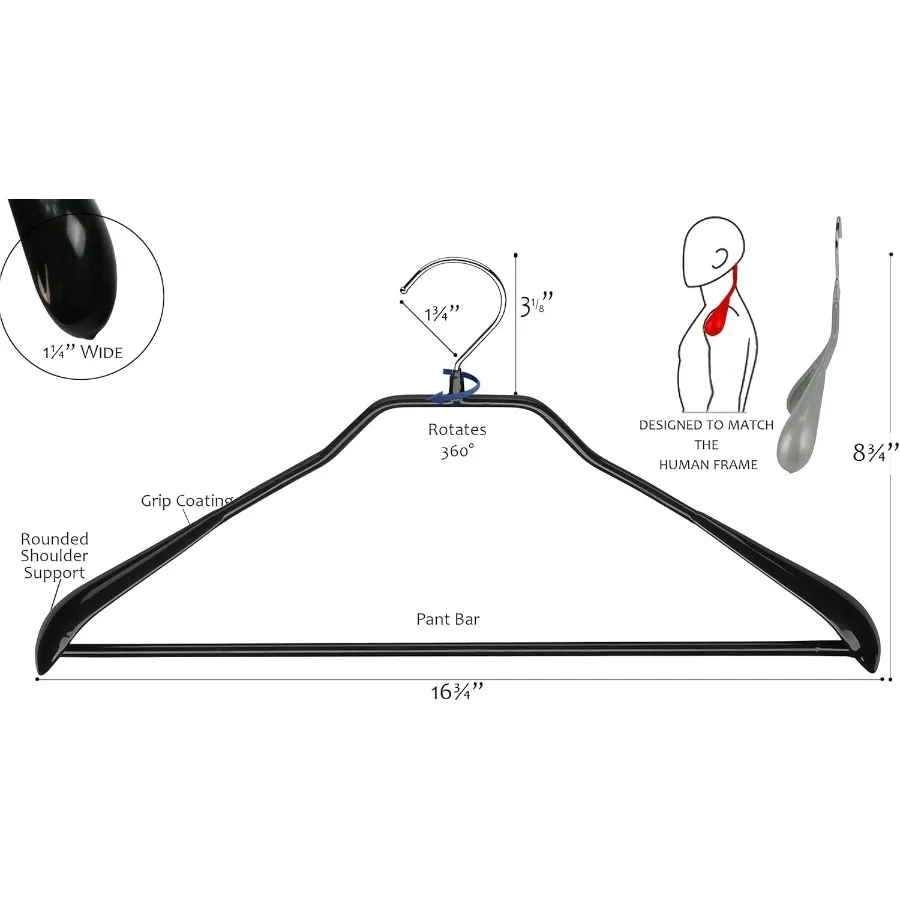 Nonslip spacesaving clothes hanger with bar for pants style ideal for organizing closets bedrooms and small spaces featuring du