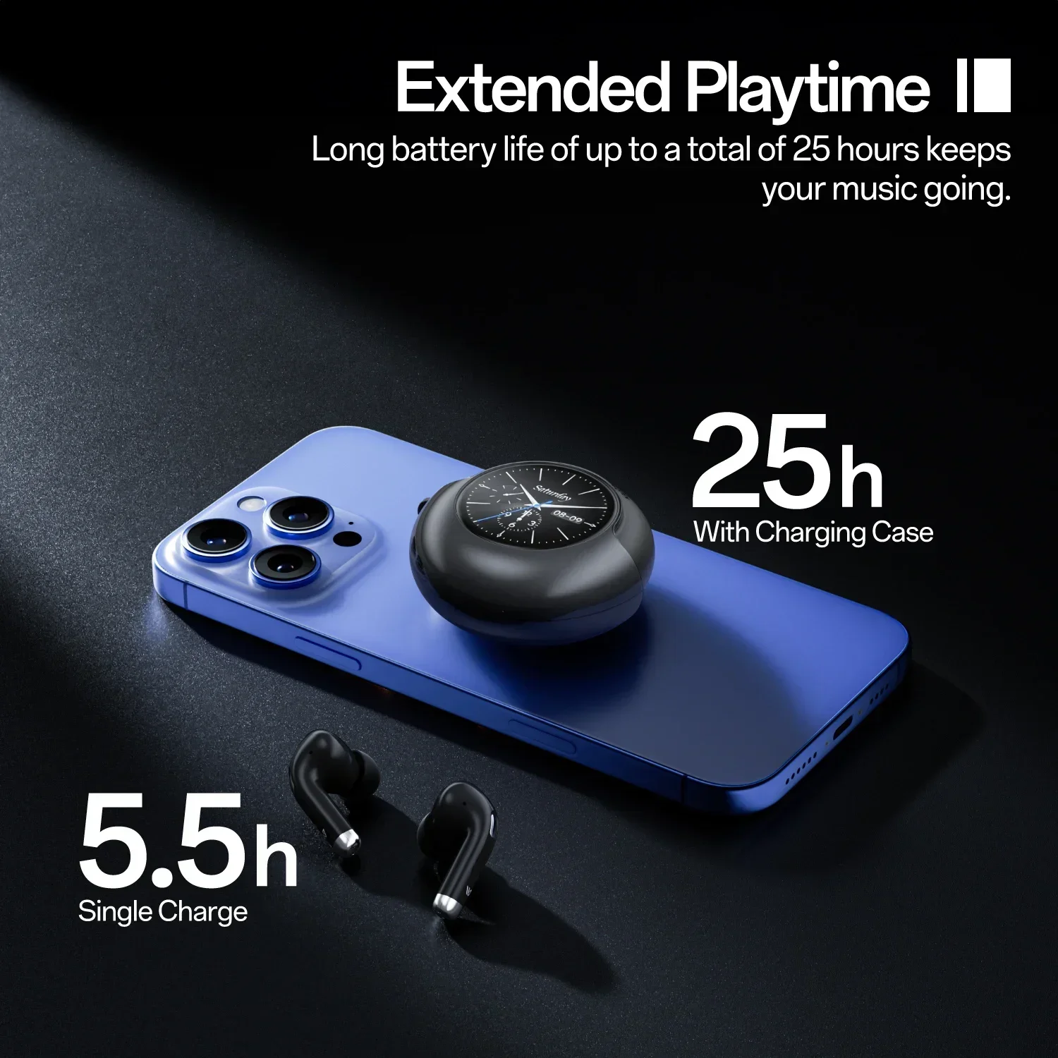 Wireless AI Earbuds with Smart Display Case 30H Play Bluetooth 54 13mm Driver in Ear Headphones Lightweight Sweatproof