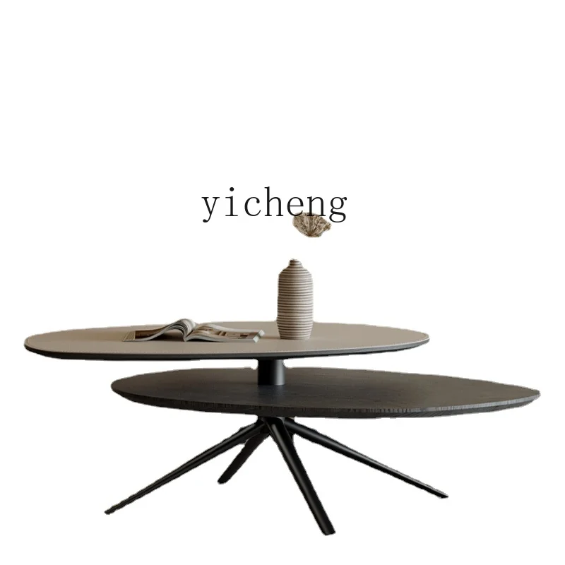

Xl Shaped Saddle Leather Tea Table Living Room Stainless Steel High Leg Rotating Tea Table Creative