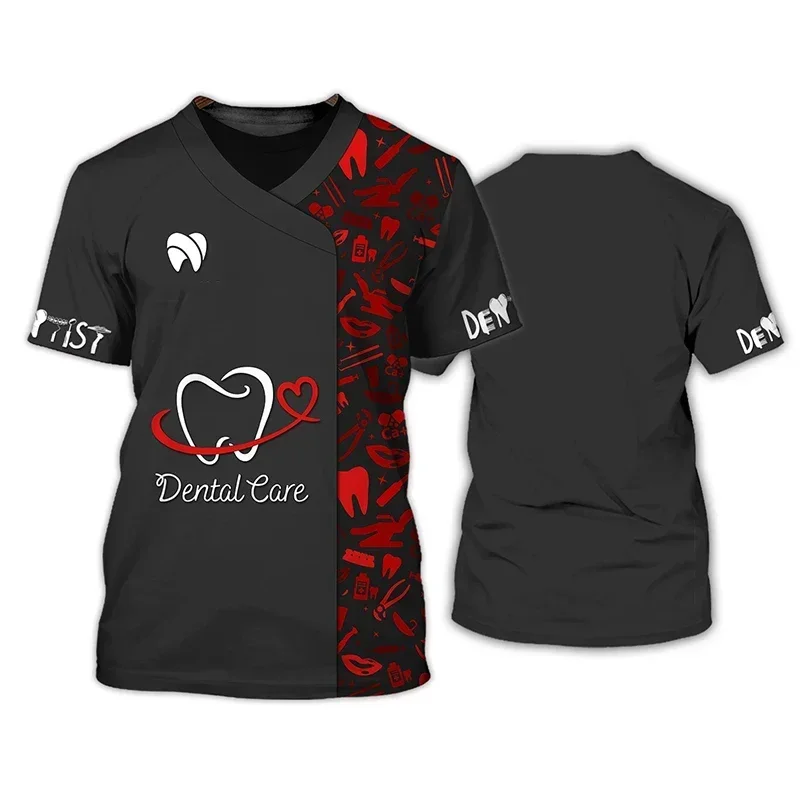 

Summer Dentist 3D printed T-shirt Women's and Men's uniforms Street work clothes Harajuku oversized top for girls and men