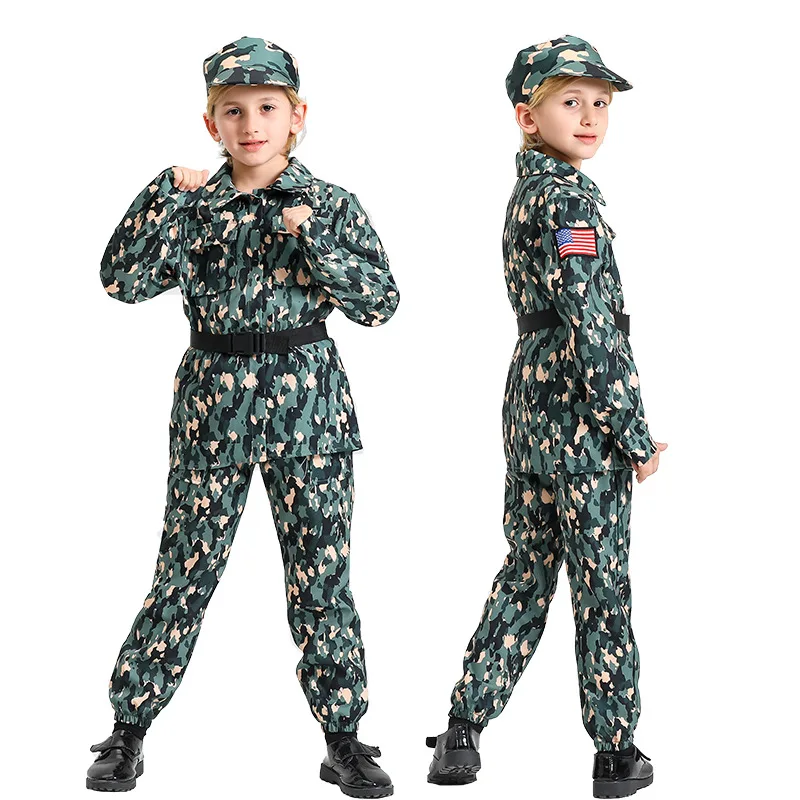Children's Military Camouflage Costume Costume Costume Stage show Sostume Halloween Cosplay