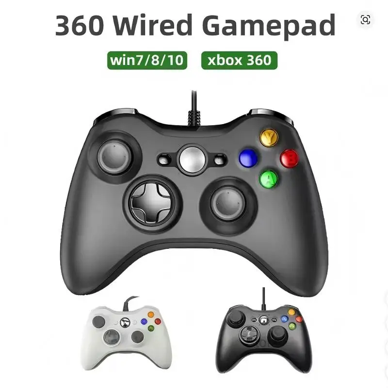Xbox 360 유선 게임 컨트롤러 USB 유선 조이스틱 게임패드 (마이크로소프트 Xbox 360, PC Windows 7, 8, 10용, 듀얼 진동 터보 기능 포함)