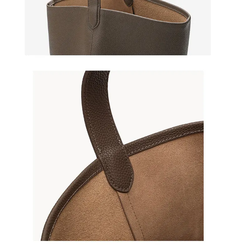 Sefa8441470fc4a27b85300237317ae371 100% Soft Real Leather Shoulder Bags Female Big Natural Real Cow Women Leather Handbags Luxury Bucket Ladies Tote Hand Bags Grey Mallzona