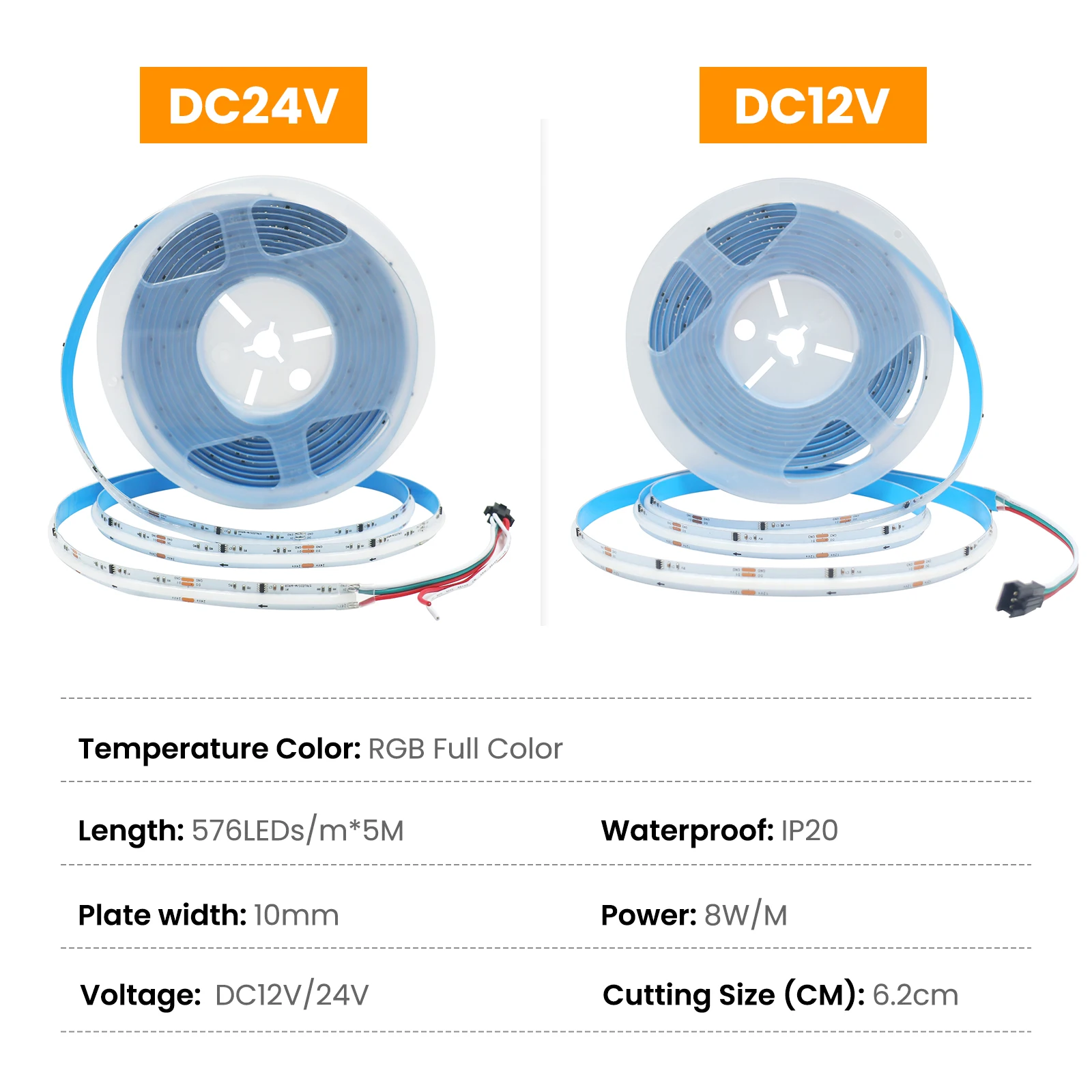 Description Picture 5 of itemWiFi Bluetooth Control RGB COB LED Strip DC 12V 24V 576LEDs/m TV BackLight WS2811 Flexible Tape Light for Party Room Decoration