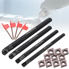  4 Set of 7/8/10/12mm SCLCR Lathe Boring Bar Turning Tool Holder +10Pcs CCMT 0602 Inserts Blades Machine Turning Tool Holder Set 