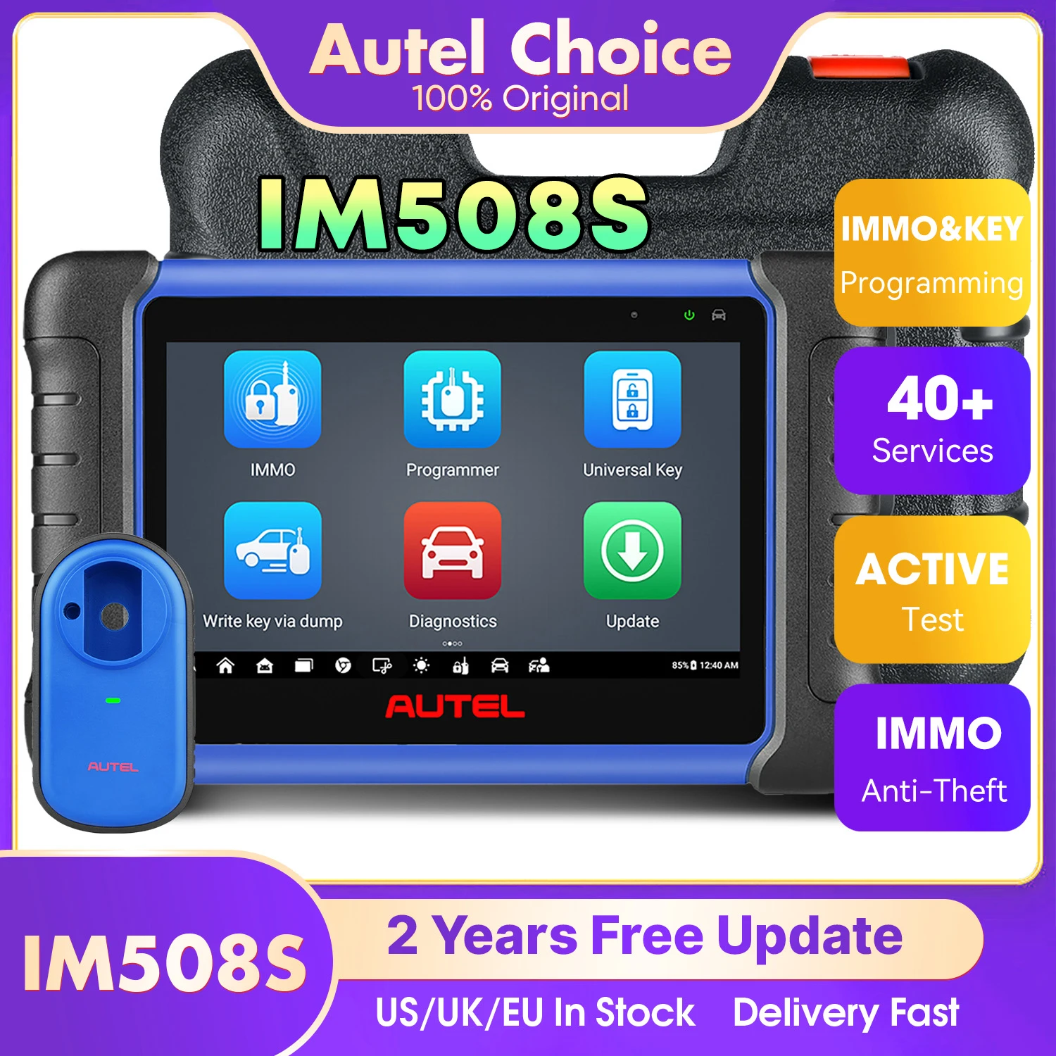 Autel MaxiIM IM508S IMMO Programowanie Kluczy Narzędzia Diagnostyczne Auto OBD2 Programator Skaner Wszystkie Systemy 2 Lata Darmowe Aktualizacje PK KM100