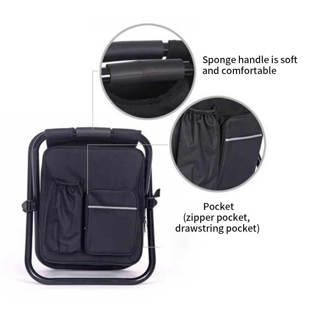 Portable Ice Chair Cooling Seat Ice Stool Foldable Insulated Pack Stool Dual-shoulder Straps Fishing