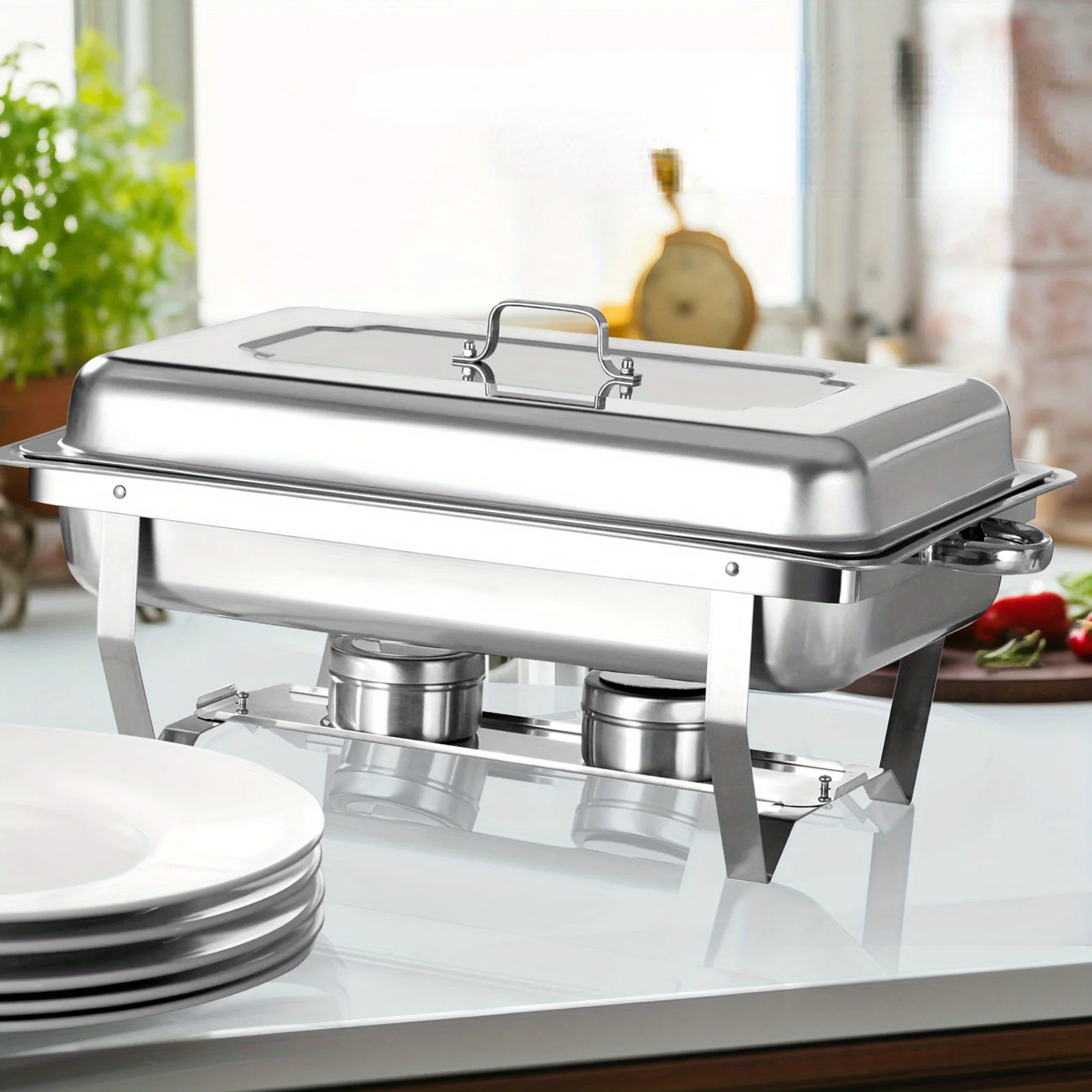 8Qt Chafing Dishes et Sets Rectangular Full Size Stainless Steel Catering Chafer Food Warmer for Banquet 1PCS