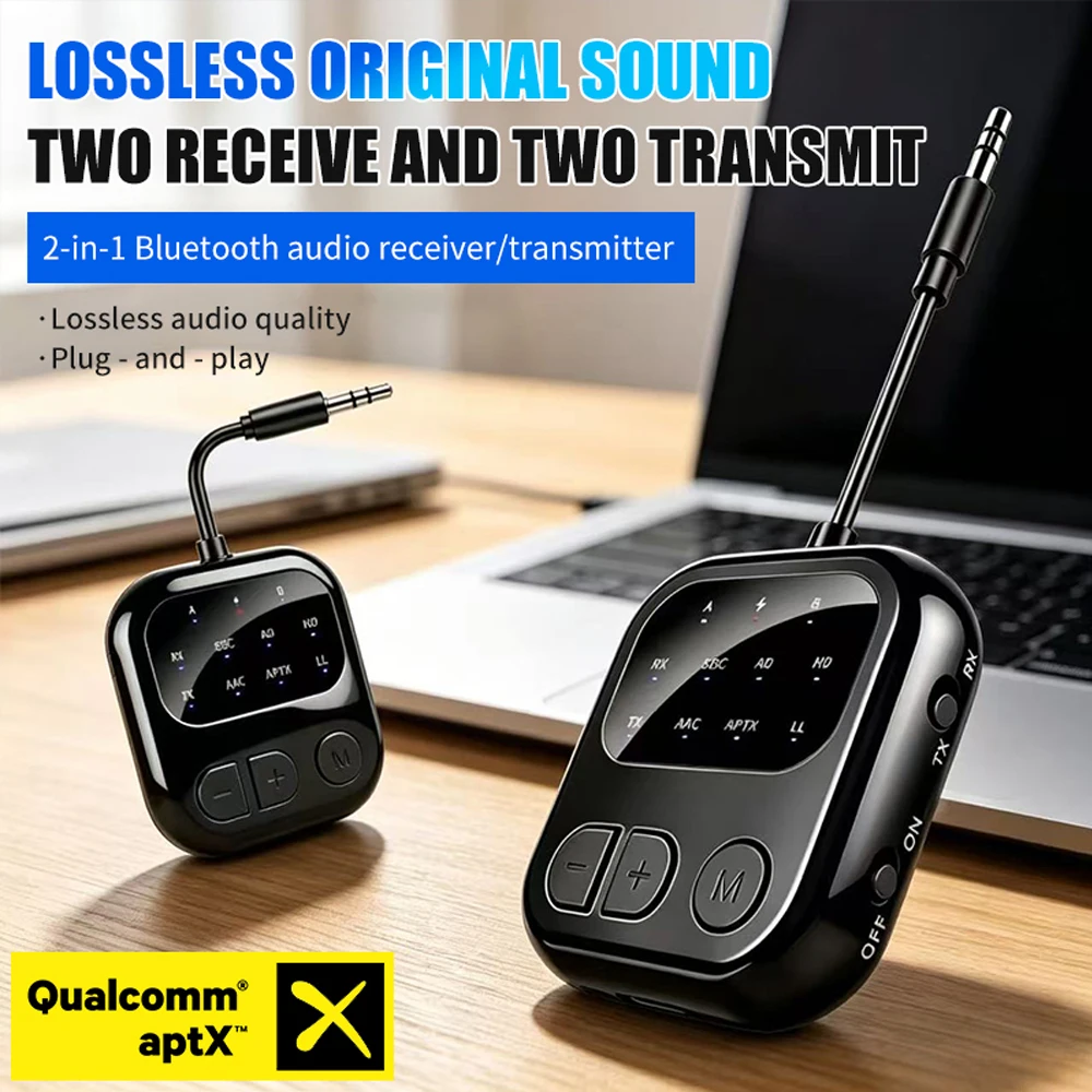 KEBIDU 블루투스 6.0 수신기 송신기 2 in 1 AptX-Adaptive Audio Adpater 자동차 비행기용 듀얼 스트림 음악 무선 어댑터 Bluetooth 6.0 Receiver Transmit