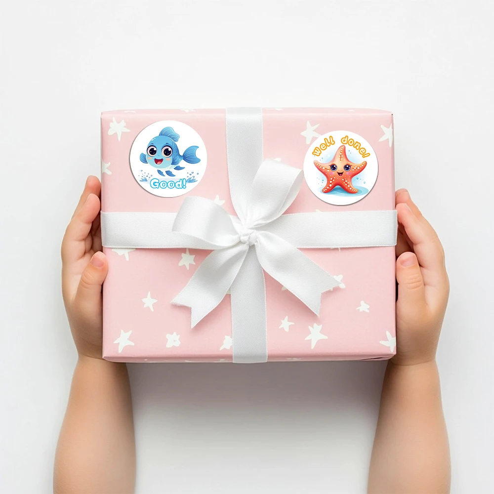 500pcs/roll 교사 보상 스티커 학교 학생을위한 동기 부여 문구 스티커 클래식 장난감 귀여운 문구 스티커