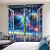 2Pcs Space Galaxy Curtains Universe Nebula Galaxies Solar Planet Suitable For Bedroom Living Room Dining Room And Bathroom 4