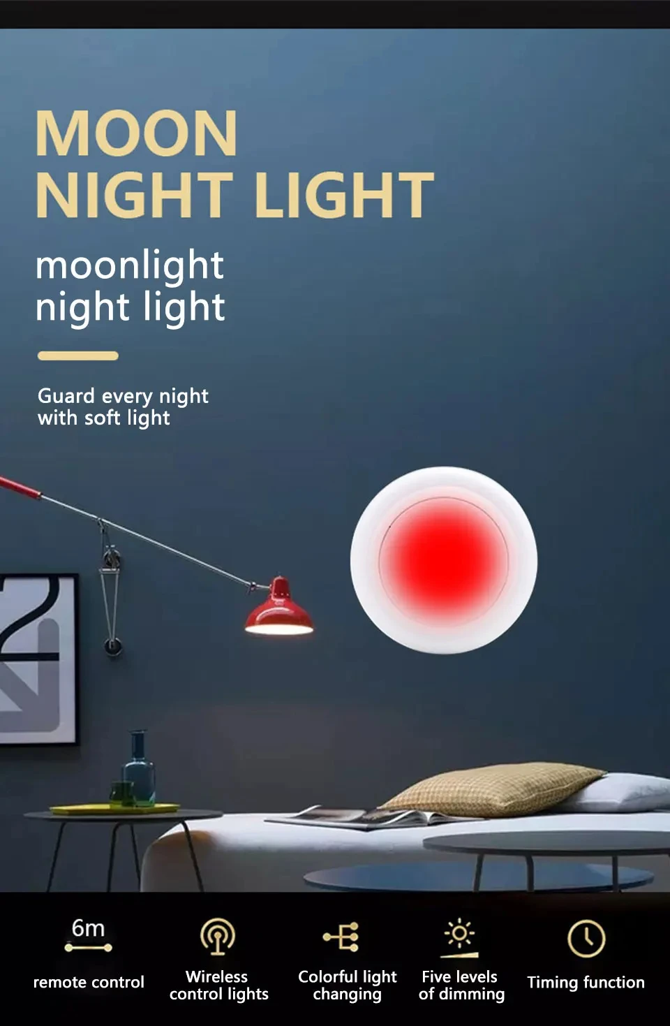 Description Picture 2 of itemLED Under Cabinet Light with Remote Control Wireless RGB Color Changeable Night Lamp for Kitchen Bedroom Wardrobe Closet Counter