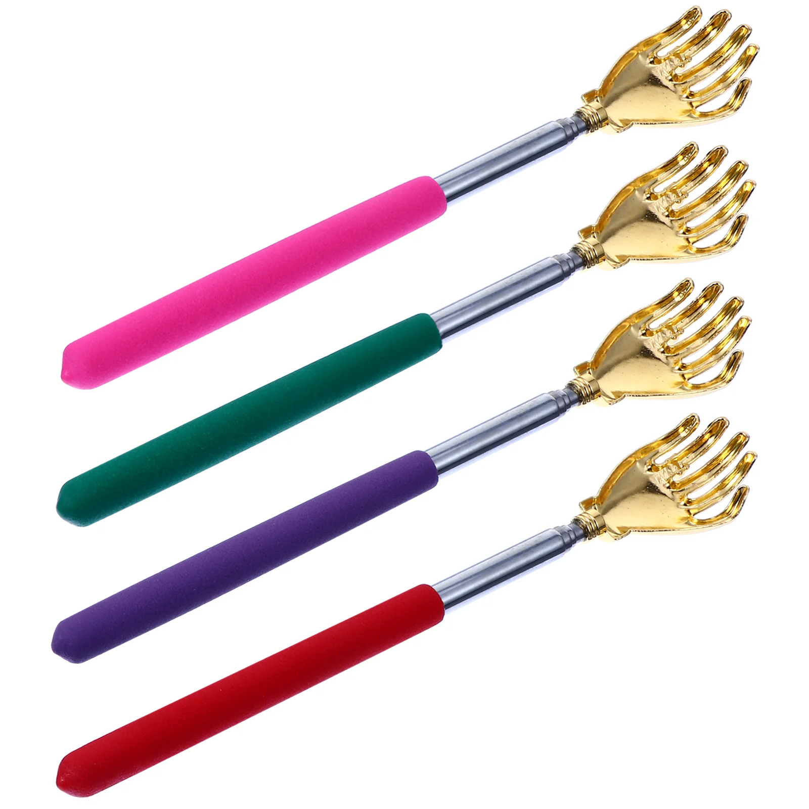 

4 Pcs Scratcher Back Scraper Neck Massager Telescopic Claw Scratching Stick Bear Retractable Handle Tool Stainless Steel