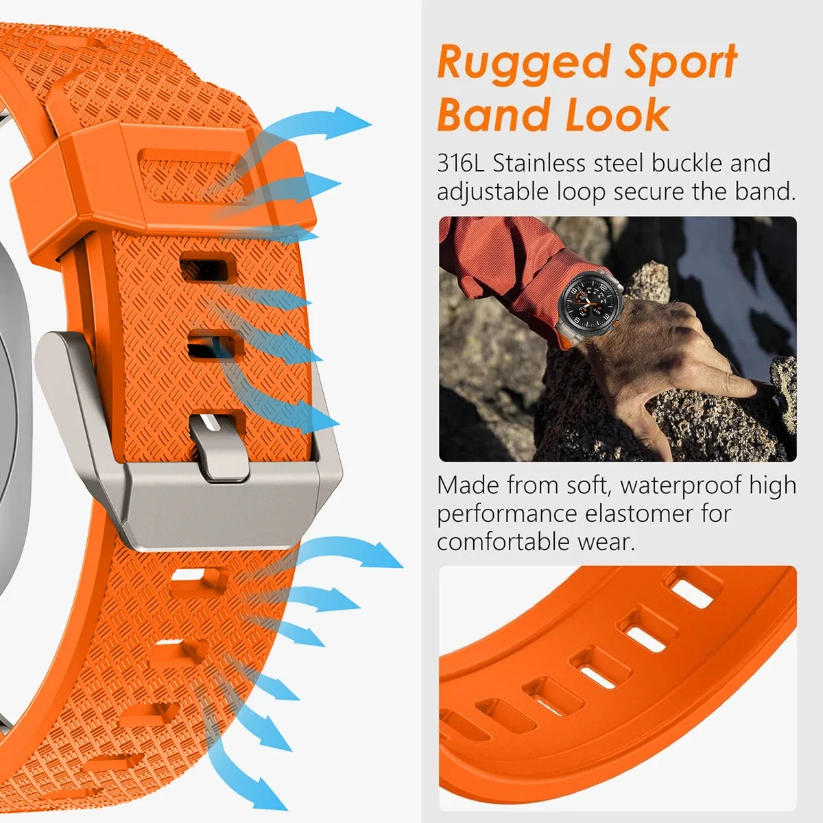Elegant Silicone Sport Strap for Luxury Watches - 47mm No-Gap Wristband Bracelet