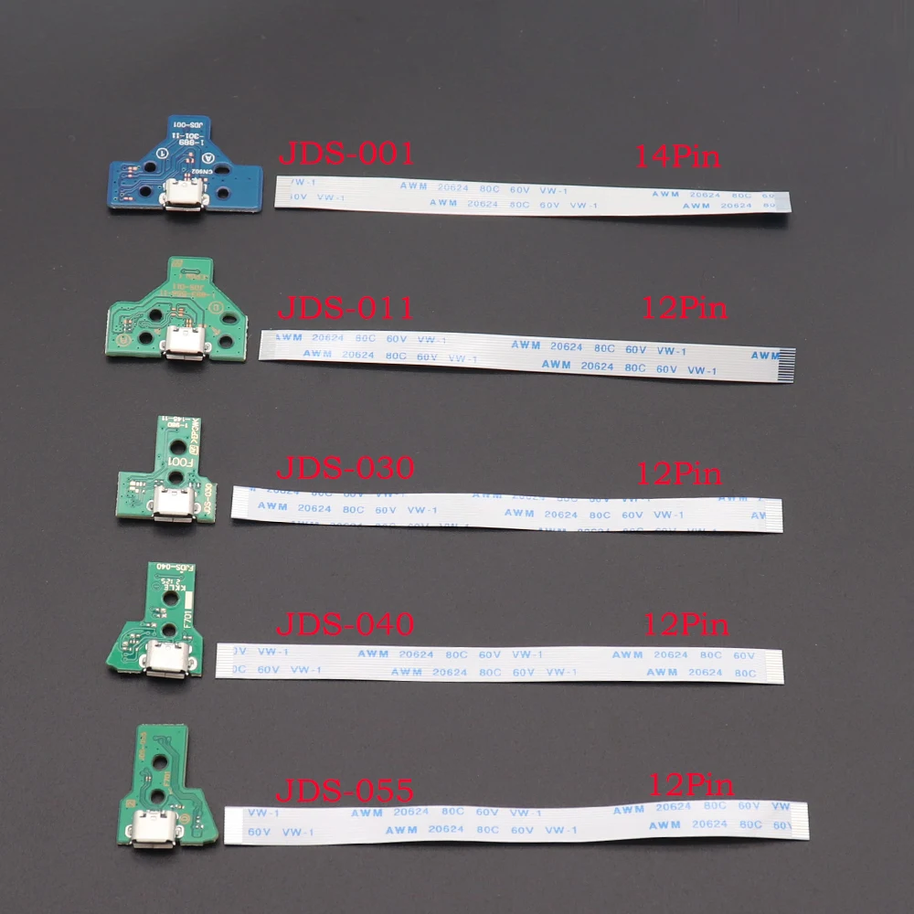 1pc USB Charging Port Socket Circuit Board For 12Pin JDS 011 030 040 055 14Pin 001 Connector For PS4 Controller