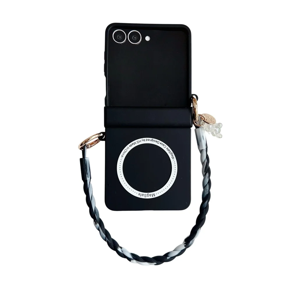 Gradient Candy Color Magnetic Phone Case with Hinge Protection and Wrist Strap