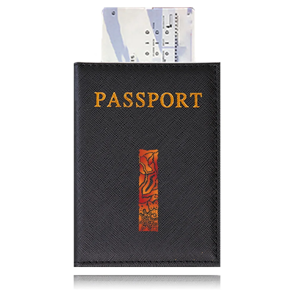Waterproof Black Leather Passport Holder with Customizable Engraving