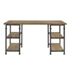 Vintage Industrial 1pc Writing Desk with 4 Open Shelves Rustic Poplar Finish Solid Wood and Metal Furniture Modern Design Offic 3