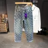 High Street Vintage Blue Jeands For Men Straight Leg Mid Rise Washed Pants Male's Fall Clothing 3