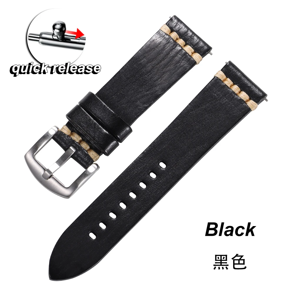 Premium Vintage Cowhide Leather Watch Strap - Men's Wrist Bracelet