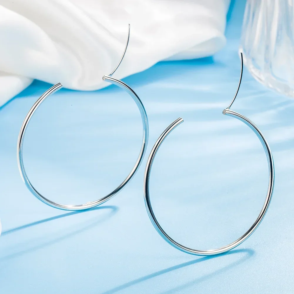 3/4/5/6CM Round Hoop Earrings  925 Sterling Silver For Women Fashion Party Luxury Quality Jewelry Accessories Christmas 4