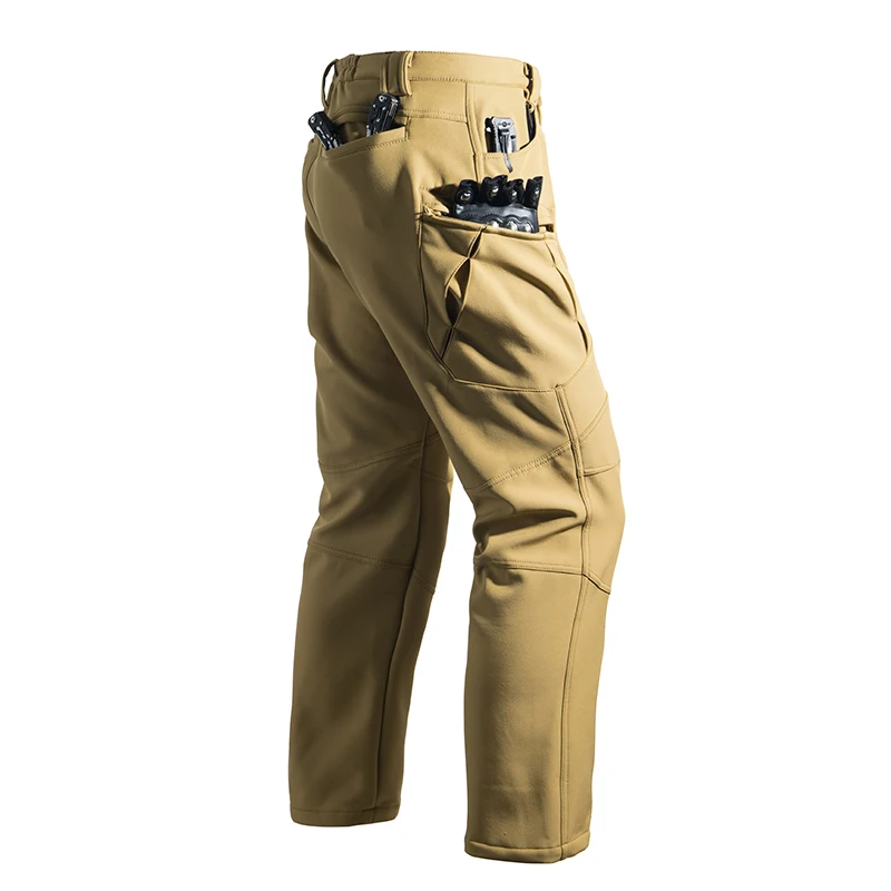 TRVLWEGO Tactical Men Winter Autumn Fleece Waterproof Cargo Pants Hiking Camping Softshell Climbing Trekking Casual Warm Combat hiking pants fleece pants