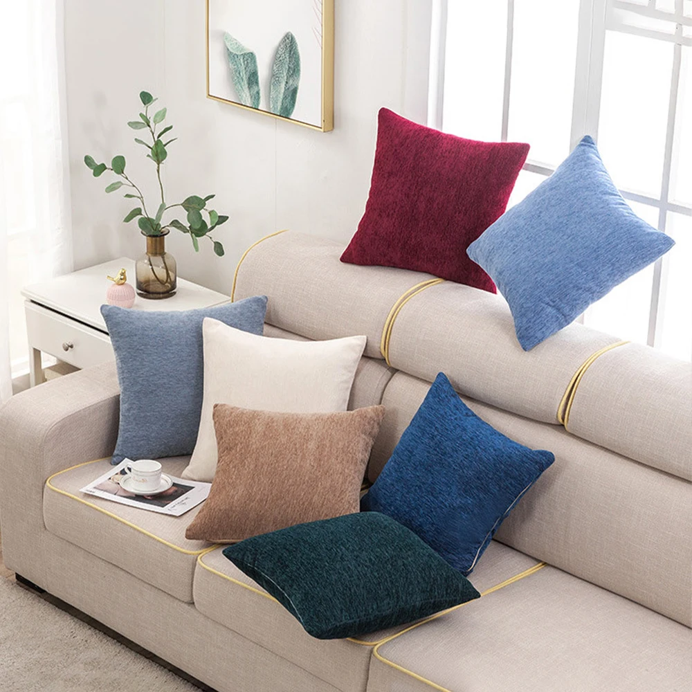 

Chenille Cushion Cover 45x45cm Pattern Design Decorative Pillow Cover for Livingroom Home Decor Sofa Pillowcase for Bedroom Blue
