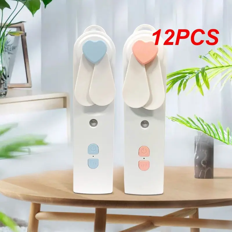 

12PCS Portable Mini Fan Abs Battery Powered Low Power Consumption Silent Long Endurance Household Accessories 2 In 1 Humidifier