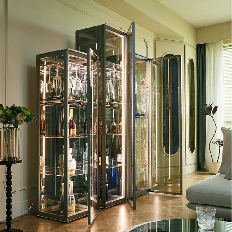 Drinks Cabinet Wall Bar Whiskey Wine Refrigerator Nordic Iron Open Cabinets Luxury Full Kitchen Showcase Vitrine Furniture Rack