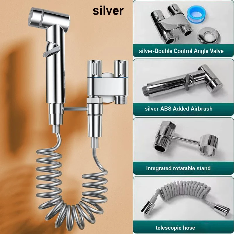 Double Outlet angle valve wall-mounted double outlet bidet toilet accessories Hygienic shower toilet bidet sprayer shower head 4