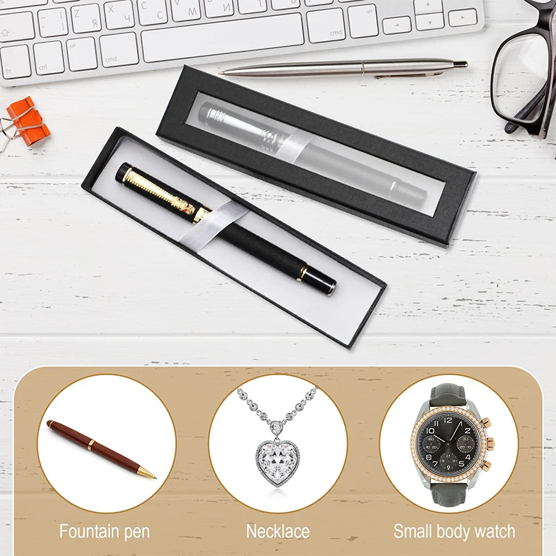 12Pcs Pen Gift Box Empty Pen Cases with Clear Lid Display Christmas Gift Packing Business Birthday Souvenir Office Supplies pencil cases