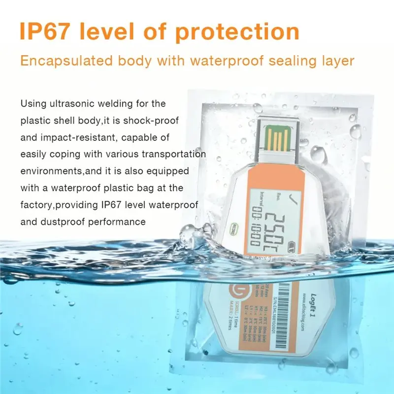 Loget1 USB 온도 데이터 로거 일회용 데이터 로거 -30 ℃ -70 ℃ 콜드체인 창고용 온도 모니터링 PDF 기록기