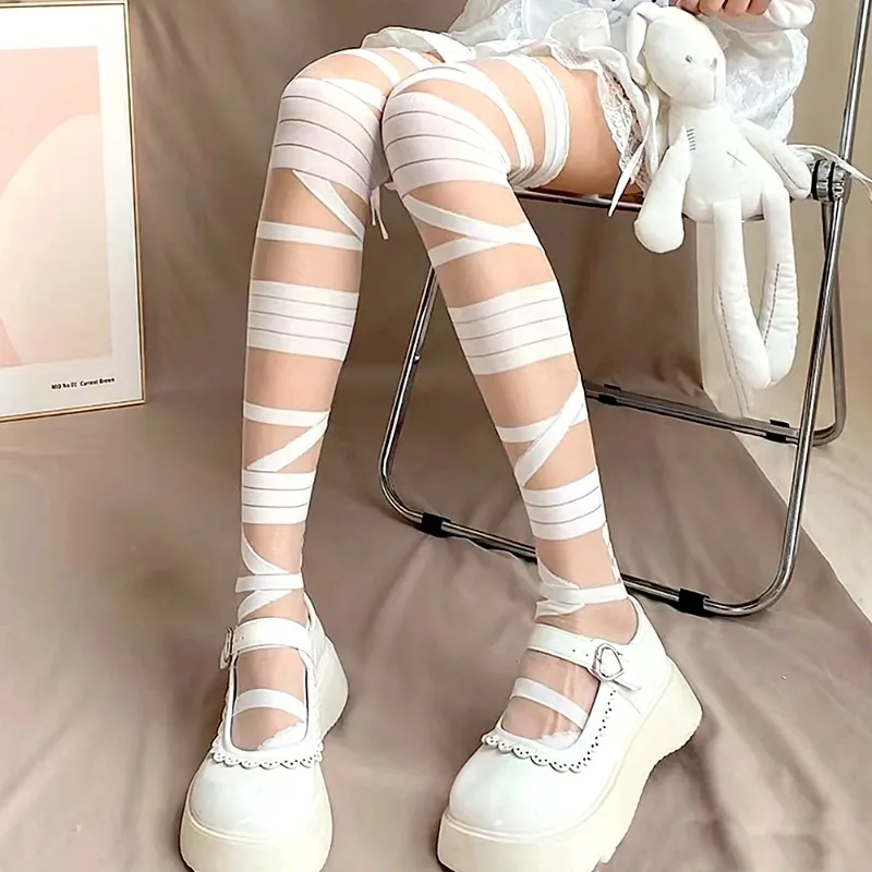 

Women Sexy Stockings Y2K Girls Crystal Silk Transparent Knee Stockings Black White Daily Shopping Pantyhose Fashion Accessories