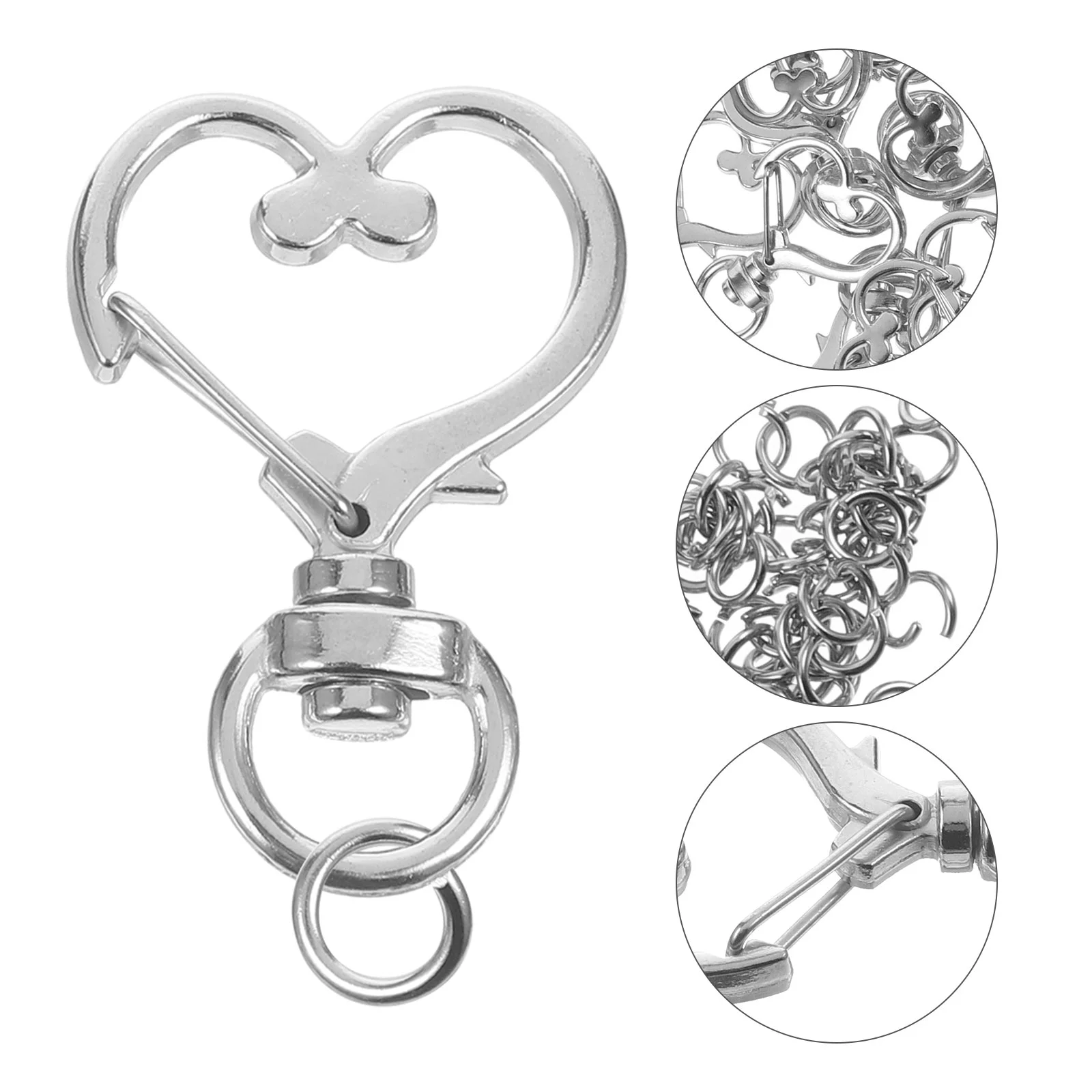 

50pcs Metal Swivel Lobster Clasp Snap Hook Heart Shape, Metal Heart Spring Snap Keychain Clip DIY Key Chains Accessories