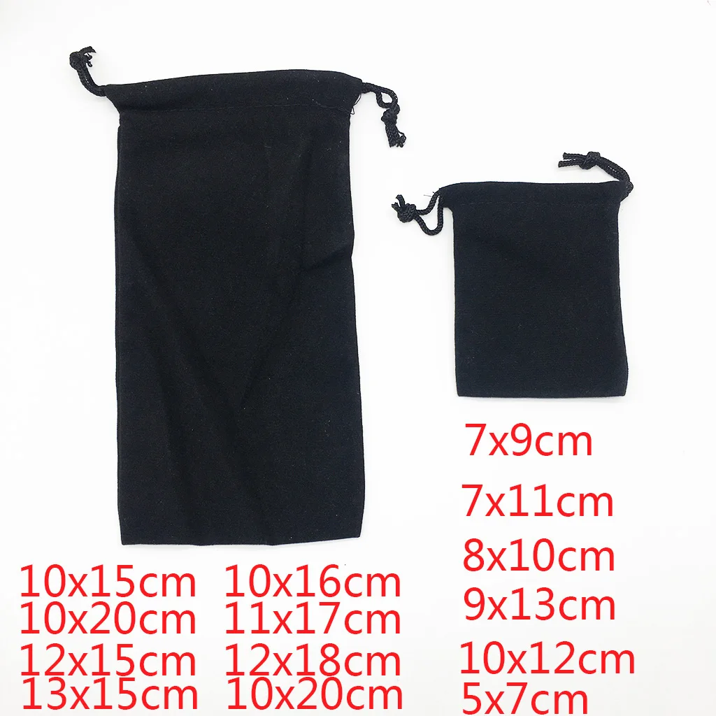 100PCS /Lot Black Velvet Jewellry Bag Christmas Gift Bags Various Sizes Free Shipping Packaging Display Wedding 10x15 10x20cm