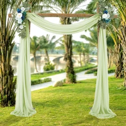 Elegant Sage Green Sheer Draping Curtains for Wedding and Event Decor (Pea green)