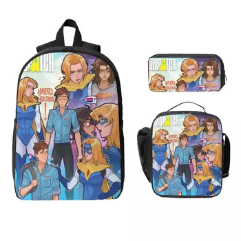 3Pcs Dispatch Video Game Accessories Backpack Set for Kids Pen Bags Bookbag Sets with Lunch Box For School Students Daypack 1