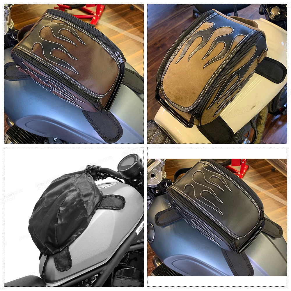 Motorcycle PU Leather Waterproof Oil Fuel Tank Magnetic Travel Bag for Honda CM500 Yamaha Suzuki Harley Sportster BM