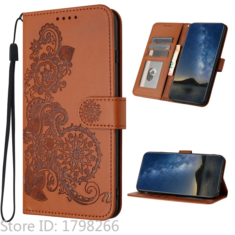 Luxury Pattern Flower Leather Phone Case - Flip Cover Wallet with Card Holder