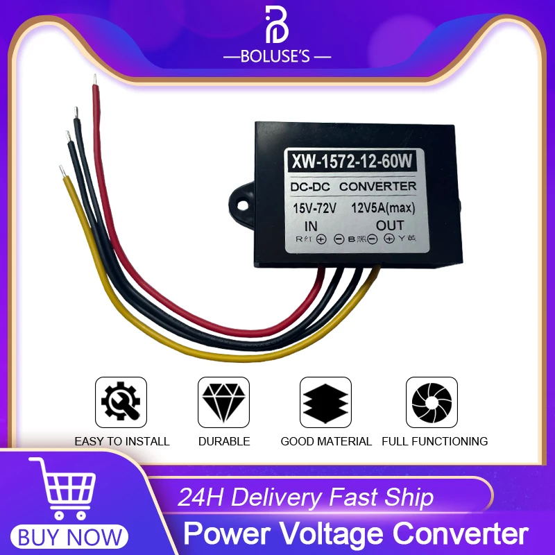 

Power Voltage Converter 15V-72V DC-DC Power Converter 12V 5A For eBike/Electric Car 4Pin Connector