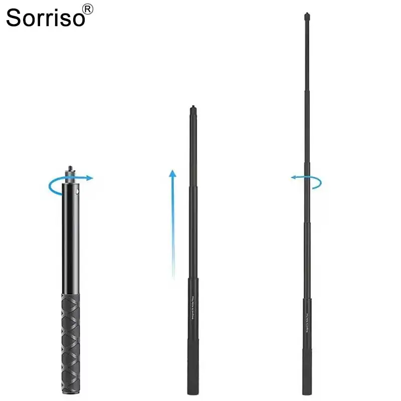 Sorriso Aluminium Extended Pole Selfie Stick Handle Desktop Tripod Stand Monopod Different Height For Insta360 One RS / X2 / X3 selfie stick tripod selfie stick sports camera selfie stick cell phone selfie stick smartphone selfie stick phone selfie tripod phone neck mount