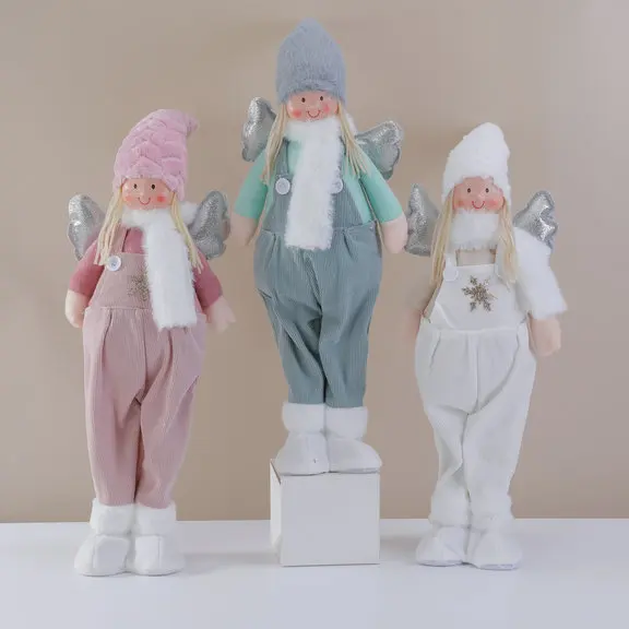Christmas Decoration Standing Overalls Girl Angel Ornaments Christmas Decoration Desktop Children's Toys