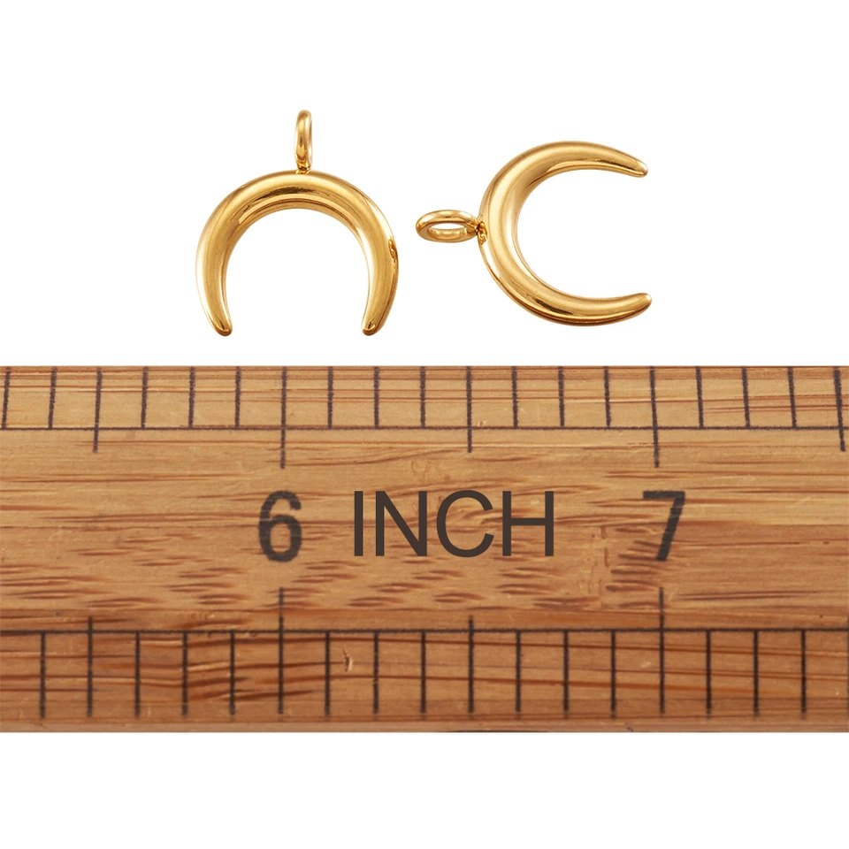 6pcs Hammered Stainless Steel Crescent Moon Connector Charm, 2 Hole...